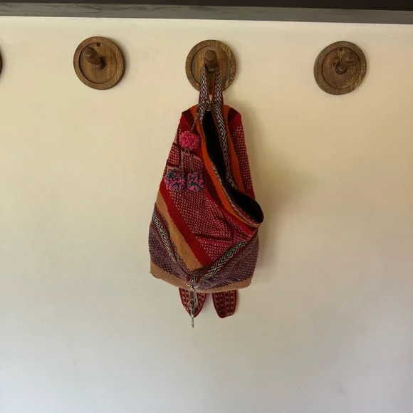 Colorful Woven boho Backpack purse - Picture 9 of 11